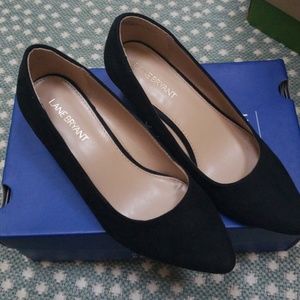 Lanebryant black suede wedge/heels size 7 wide